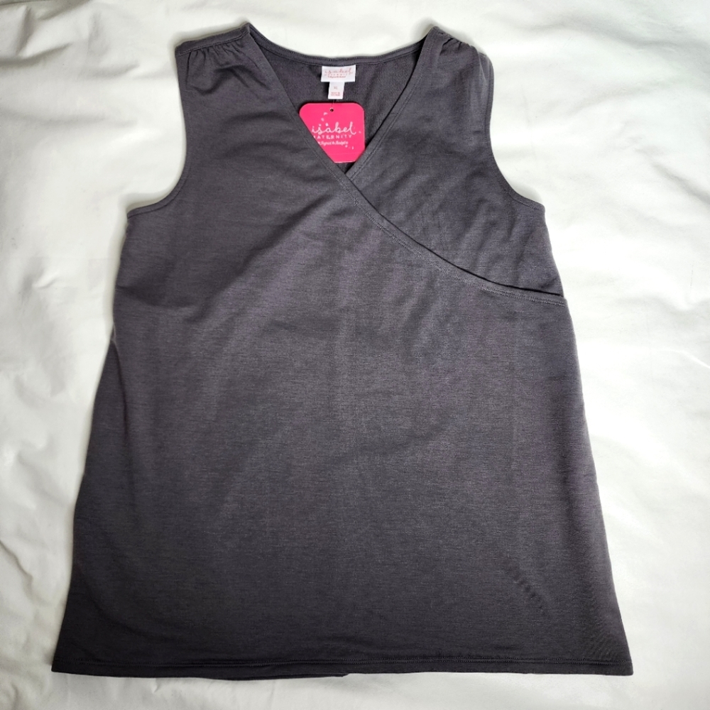 Isabel Maternity by Ingrid & Isabel Nursing Tank Top Gray Crossfront Size XL NWT